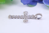 35 mm Long Cubic Zirconia Encrusted Cross Necklace, made from solid Sterling Silver