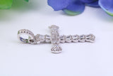 35 mm Long Cubic Zirconia Encrusted Cross Necklace, made from solid Sterling Silver