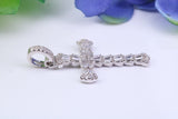 35 mm Long Cubic Zirconia Encrusted Cross Necklace, made from solid Sterling Silver