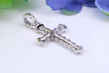 35 mm Long Cubic Zirconia Encrusted Cross Necklace, made from solid Sterling Silver