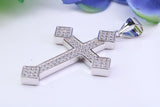 48 mm Long Cubic Zirconia Encrusted Cross Necklace, made from solid Sterling Silver