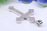 48 mm Long Cubic Zirconia Encrusted Cross Necklace, made from solid Sterling Silver