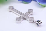 48 mm Long Cubic Zirconia Encrusted Cross Necklace, made from solid Sterling Silver