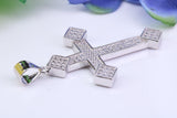 48 mm Long Cubic Zirconia Encrusted Cross Necklace, made from solid Sterling Silver