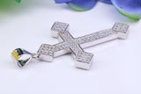 48 mm Long Cubic Zirconia Encrusted Cross Necklace, made from solid Sterling Silver