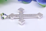 48 mm Long Cubic Zirconia Encrusted Cross Necklace, made from solid Sterling Silver