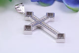 48 mm Long Cubic Zirconia Encrusted Cross Necklace, made from solid Sterling Silver