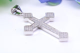 48 mm Long Cubic Zirconia Encrusted Cross Necklace, made from solid Sterling Silver