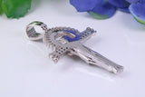 45 mm Long Cubic Zirconia Encrusted Crucifix Necklace, made from solid Sterling Silver