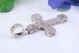 48 mm Long Cubic Zirconia Encrusted Cross Necklace, made from solid Sterling Silver