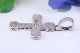 48 mm Long Cubic Zirconia Encrusted Cross Necklace, made from solid Sterling Silver