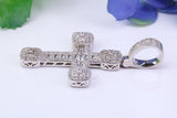 48 mm Long Cubic Zirconia Encrusted Cross Necklace, made from solid Sterling Silver