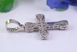 48 mm Long Cubic Zirconia Encrusted Cross Necklace, made from solid Sterling Silver