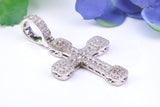 48 mm Long Cubic Zirconia Encrusted Cross Necklace, made from solid Sterling Silver