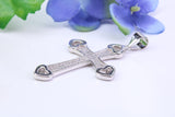 48 mm Long Cubic Zirconia Encrusted Cross Necklace, made from solid Sterling Silver