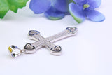 48 mm Long Cubic Zirconia Encrusted Cross Necklace, made from solid Sterling Silver