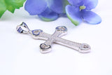 48 mm Long Cubic Zirconia Encrusted Cross Necklace, made from solid Sterling Silver
