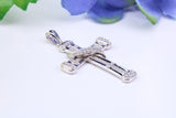 37 mm Long Cubic Zirconia Encrusted Cross Necklace, made from solid Sterling Silver