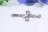 37 mm Long Cubic Zirconia Encrusted Cross Necklace, made from solid Sterling Silver
