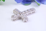 Chunky 37 mm Long Cubic Zirconia Encrusted Cross Necklace, made from solid Sterling Silver