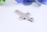 30 mm Long Cubic Zirconia Encrusted Cross Necklace, made from solid Sterling Silver