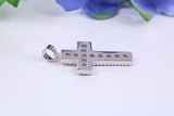 30 mm Long Cubic Zirconia Encrusted Cross Necklace, made from solid Sterling Silver