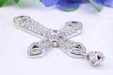 54 mm Long Cubic Zirconia Encrusted Cross Necklace, made from solid Sterling Silver