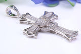 58 mm Long Cubic Zirconia Encrusted Cross Necklace, made from solid Sterling Silver