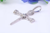 47 mm Long Cubic Zirconia Encrusted Cross Necklace, made from solid Sterling Silver