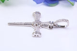 47 mm Long Cubic Zirconia Encrusted Cross Necklace, made from solid Sterling Silver