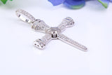 47 mm Long Cubic Zirconia Encrusted Cross Necklace, made from solid Sterling Silver