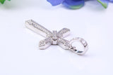 44 mm Long Cubic Zirconia Encrusted Cross Necklace, made from solid Sterling Silver