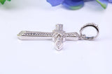 44 mm Long Cubic Zirconia Encrusted Cross Necklace, made from solid Sterling Silver