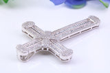 54 mm Long Cubic Zirconia Encrusted Cross Necklace, made from solid Sterling Silver