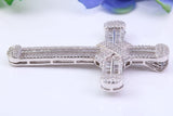 54 mm Long Cubic Zirconia Encrusted Cross Necklace, made from solid Sterling Silver