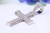 49 mm Long Cubic Zirconia Encrusted Cross Necklace, made from solid Sterling Silver