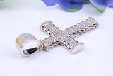 49 mm Long Cubic Zirconia Encrusted Cross Necklace, made from solid Sterling Silver
