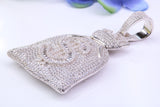 Sack Full of Dollars, Cubic Zirconia Encrusted Cross Necklace, made from solid Sterling Silver