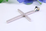 50 mm Long Cubic Zirconia Encrusted Cross Necklace, made from solid Sterling Silver