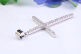 50 mm Long Cubic Zirconia Encrusted Cross Necklace, made from solid Sterling Silver