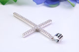 50 mm Long Cubic Zirconia Encrusted Cross Necklace, made from solid Sterling Silver