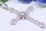 65 mm Long Cubic Zirconia Encrusted Cross Necklace, made from solid Sterling Silver