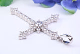 65 mm Long Cubic Zirconia Encrusted Cross Necklace, made from solid Sterling Silver