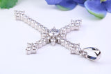 65 mm Long Cubic Zirconia Encrusted Cross Necklace, made from solid Sterling Silver