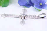65 mm Long Cubic Zirconia Encrusted Cross Necklace, made from solid Sterling Silver