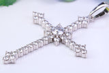 65 mm Long Cubic Zirconia Encrusted Cross Necklace, made from solid Sterling Silver