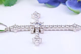 65 mm Long Cubic Zirconia Encrusted Cross Necklace, made from solid Sterling Silver