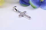 Small Cubic Zirconia set Cross Necklace, made from solid Sterling Silver