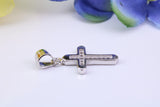 Small Cubic Zirconia set Cross Necklace, made from solid Sterling Silver