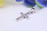 Small Cubic Zirconia set Cross Necklace, made from solid Sterling Silver
